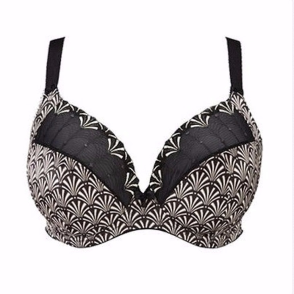 New Elomi Madison Underwire Plunge Black Bra